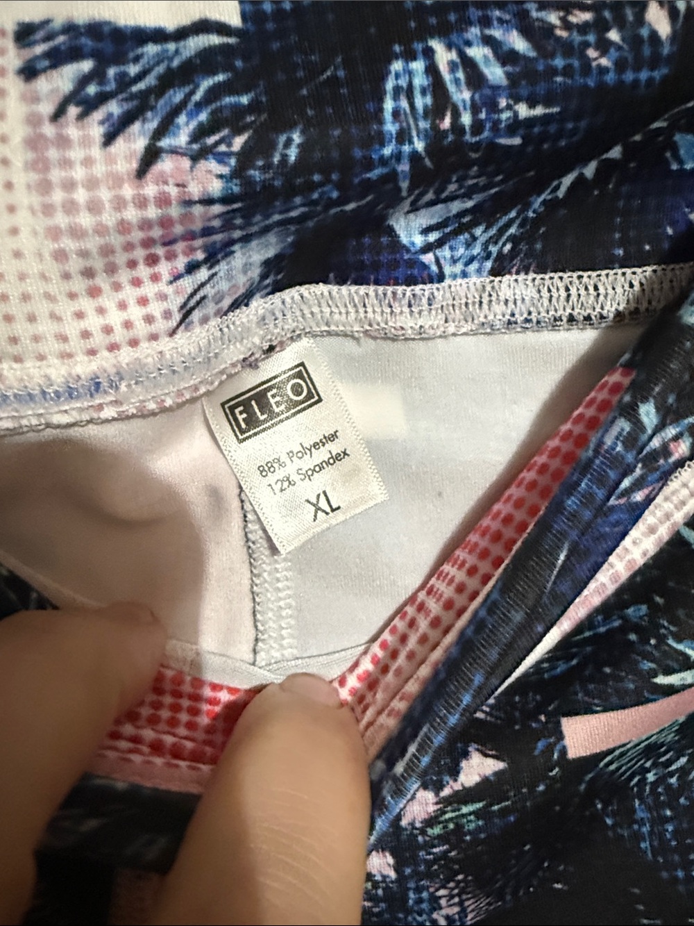 Fleo Women's Palm-Print Athletic Shorts in Pink, Navy & White - Picture 3 of 4